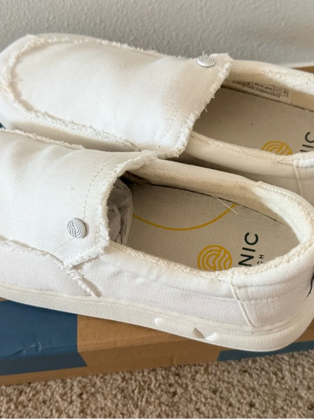 Vionic White Canvas Slip-On Moccasins - Picture 3 of 5